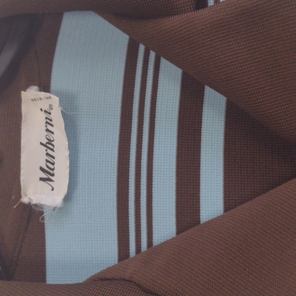 Marberni, 60's Union Made Vintage Elegant Blue/Brown Long Sleeve Dress Size 16 - Picture 2 of 16